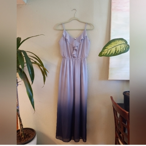 Lauren Conrad Ruffled Sweetheart Neckline Sphaghetti Strap Icy Blue Ombre Dress - Picture 2 of 6